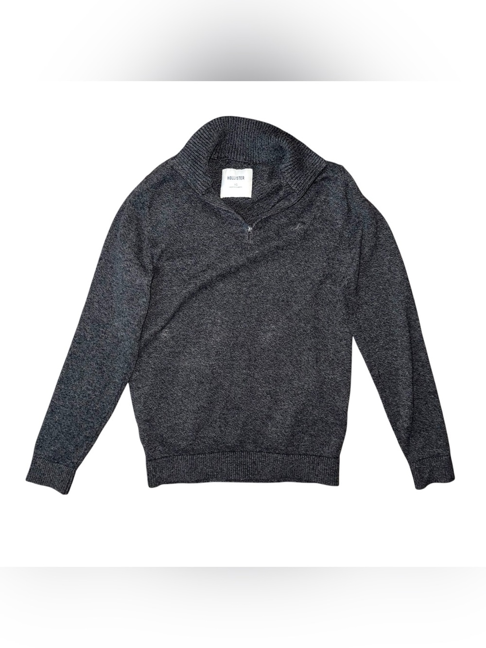 Hollister Charcoal Gray Slim Flit Lightweight Quarter Zip Knit Sweater